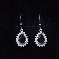 Certified 3.6 Carat Lab Grown Black Diamond Teardrop Dangle Earrings for Women