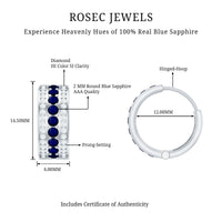 Blue Sapphire and Diamond Statement Hoop Earrings