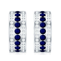 Blue Sapphire and Diamond Statement Hoop Earrings