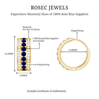 Blue Sapphire and Diamond Statement Hoop Earrings