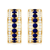 Blue Sapphire and Diamond Statement Hoop Earrings