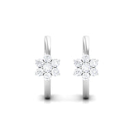 Rosec Jewels diamond flower hoop earrings for women, featuring intricate floral design and sparkling diamonds on sterling hoops.
