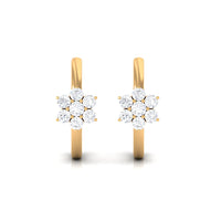 Rosec Jewels diamond flower hoop earrings for women, featuring intricate floral design and sparkling diamonds.