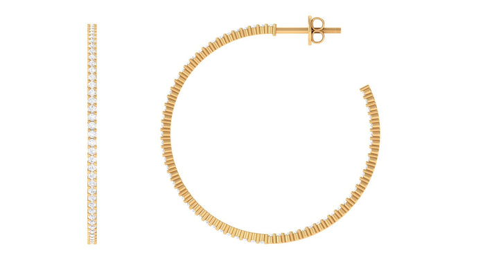 Certified Moissanite big hoop earrings by Rosec Jewels, showcasing sparkling large hoop jewelry with intricate design.