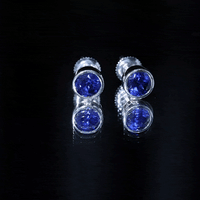 2 Carat Round Lab Created Blue Sapphire Stud Earrings in Bezel Setting