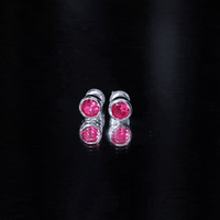 Lab Grown Ruby Solitaire Stud Earrings in Bezel Setting