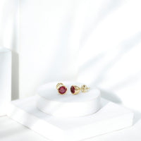 Lab Grown Ruby Solitaire Stud Earrings in Bezel Setting