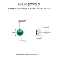 Bezel Set Lab Grown Emerald Solitaire Stud Earrings