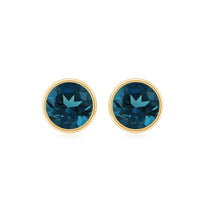 Bezel Set Solitaire London Blue Topaz Everyday Stud Earrings