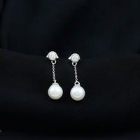 6 Carat Freshwater Pearl and Diamond Chain Drop Earrings