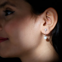 6 Carat Freshwater Pearl and Diamond Chain Drop Earrings