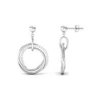Rosec Jewels round cut diamond drop earrings with screw back closure, showcasing elegant sparkling jewelry design