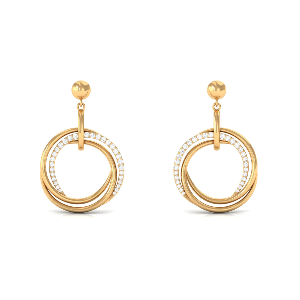 Round cut diamond drop earrings by Rosec Jewels featuring screw back closures and elegant design.