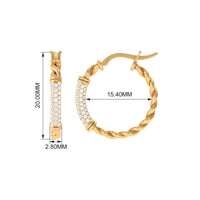 Rosec Jewels 1.25 CT twisted rope hoop earrings with diamonds, showcasing elegant gold hoops with sparkling diamond accents.