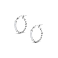 Rosec Jewels 1.25 CT twisted rope hoop earrings with diamond accents, showcasing elegant jewelry design on a white background.