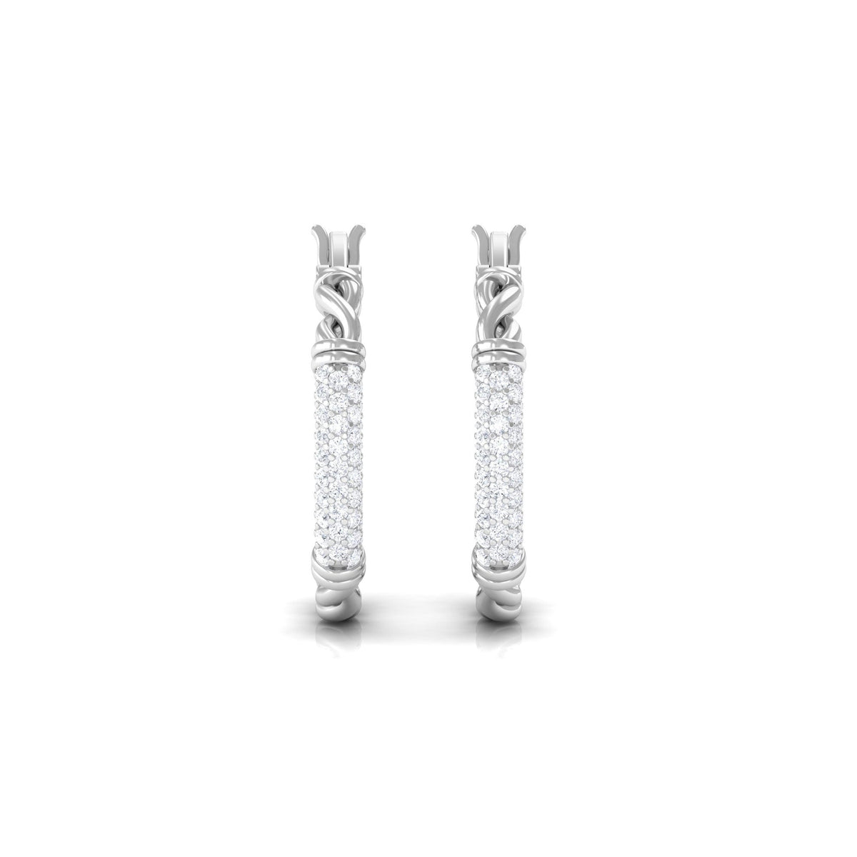 Rosec Jewels 1.25 CT twisted rope hoop earrings with diamond accents, showcasing elegant gold hoops with detailed design.