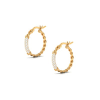 Rosec Jewels 1.25 CT twisted rope hoop earrings with diamond accents, showcasing elegant gold hoops with sparkling diamonds.