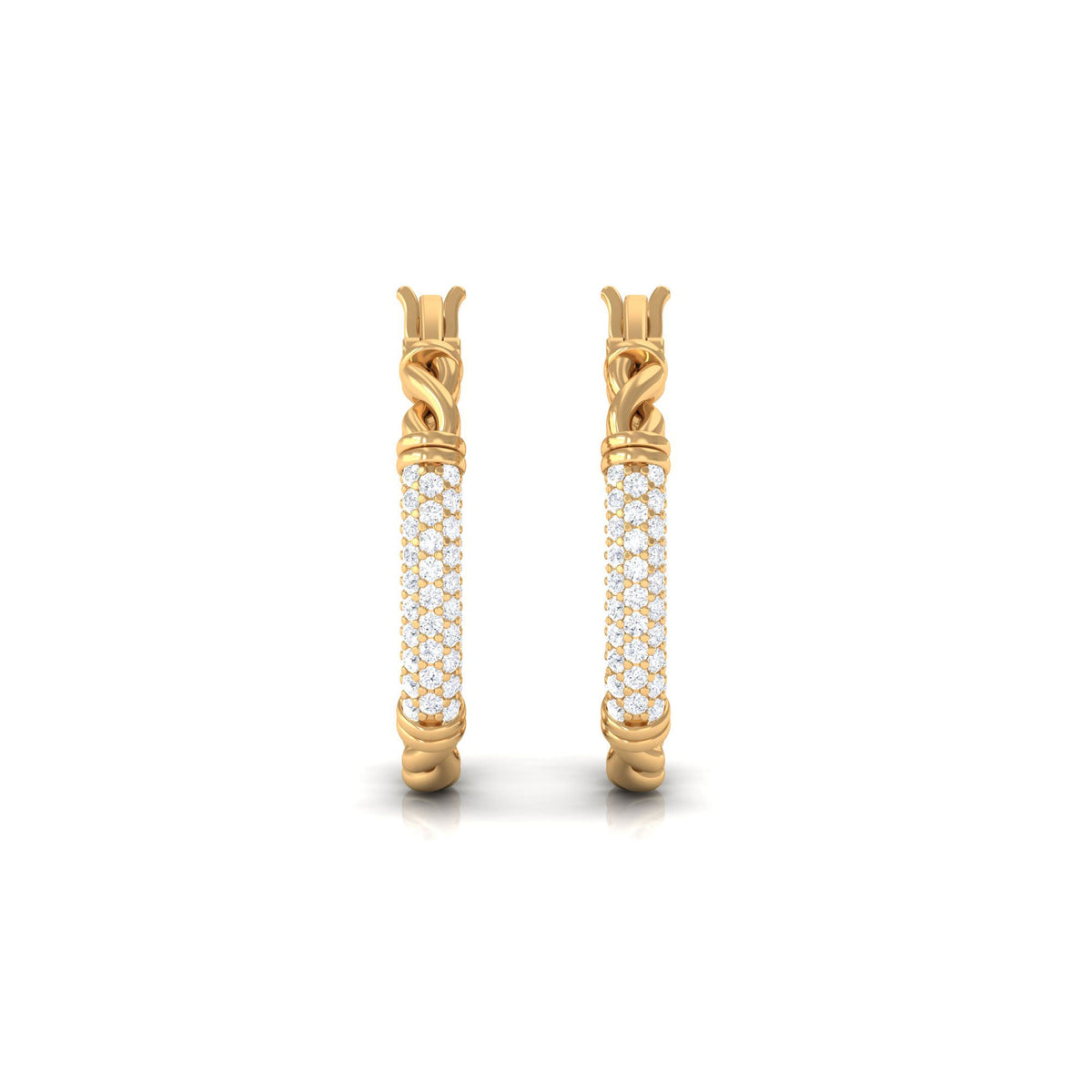 Rosec Jewels 1.25 CT twisted rope hoop earrings with diamond accents, featuring a stylish and elegant jewelry design.