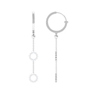 Rosec Jewels open circle diamond dangle hoop earrings with 1-carat total weight, featuring sparkling diamonds on sleek gold hoops.