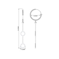 Rosec Jewels 1 CT open circle diamond dangle chain hoop earrings, featuring sparkling diamonds and elegant hoop design.