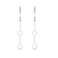 Rosec Jewels open circle diamond dangle chain hoop earrings, showcasing elegant jewelry with sparkling diamonds and delicate design.