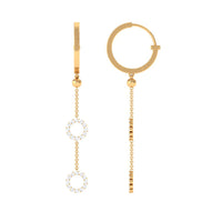 Rosec Jewels 1 CT open circle diamond dangle chain hoop earrings, silver-tone jewelry with sparkling diamond accents