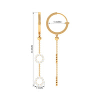 Rosec Jewels open circle diamond dangle chain hoop earrings, showcasing elegant silver hoops with sparkling diamond accents.
