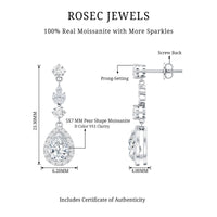 Classic Pear Shape Moissanite Bridal Dangle Earrings