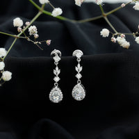 Certified Moissanite Wedding Dangling Earrings in Silver