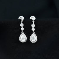 Classic Pear Shape Moissanite Bridal Dangle Earrings