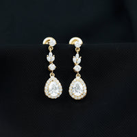 Classic Pear Shape Moissanite Bridal Dangle Earrings