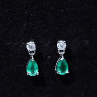 Certified Emerald and Diamond Bridal Teardrop Earrings