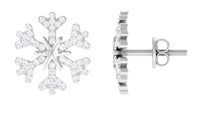 Natural Diamond Snowflake Earrings with Screw Back