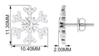 Natural Diamond Snowflake Earrings with Screw Back