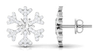Natural Diamond Snowflake Earrings with Screw Back