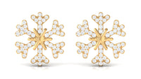 Natural Diamond Snowflake Earrings with Screw Back