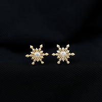 Bezel Set Diamond Snowflake Stud Earrings