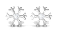 Minimal Diamond Snowflake Earrings with Screw Back