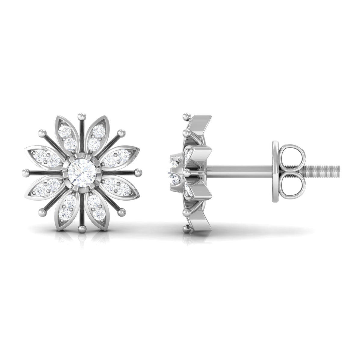 Certified real diamond snowflake earrings by Rosec Jewels, featuring sparkling snowflake design perfect for Christmas.