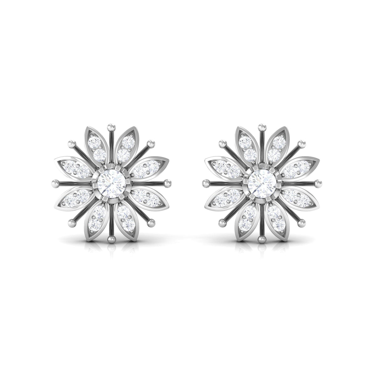 Certified real diamond snowflake earrings by Rosec Jewels featuring intricate snowflake design for Christmas.