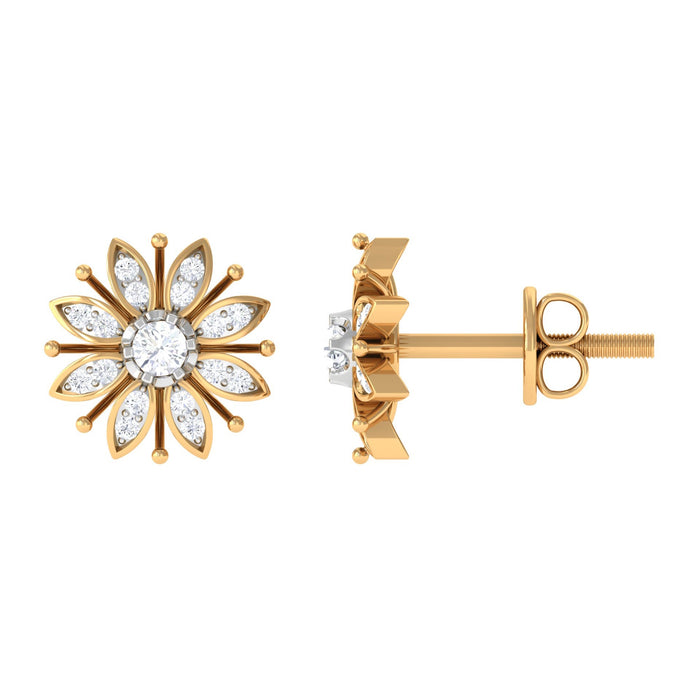 Certified real diamond snowflake earrings from Rosec Jewels featuring sparkling snowflake design for festive occasions.