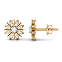Rosec Jewels certified real diamond snowflake earrings with intricate design, perfect for Christmas holiday wear.