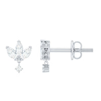 Genuine Diamond Lotus Flower Earrings for Women