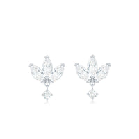 Genuine Diamond Lotus Flower Earrings for Women