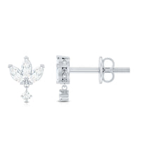 Genuine Diamond Lotus Flower Earrings for Women