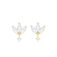 Genuine Diamond Lotus Flower Earrings for Women