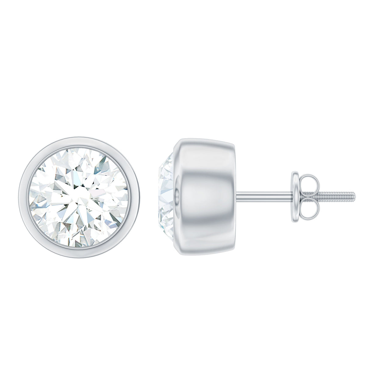 Minimalistic Bezel Set Diamond Stud Earrings
