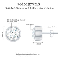 Minimalistic Bezel Set Diamond Stud Earrings