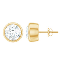 Minimalistic Bezel Set Diamond Stud Earrings