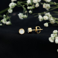 Minimalistic Bezel Set Diamond Stud Earrings